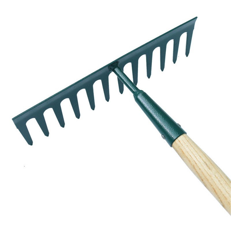wooden garden rake 12 teeth blade